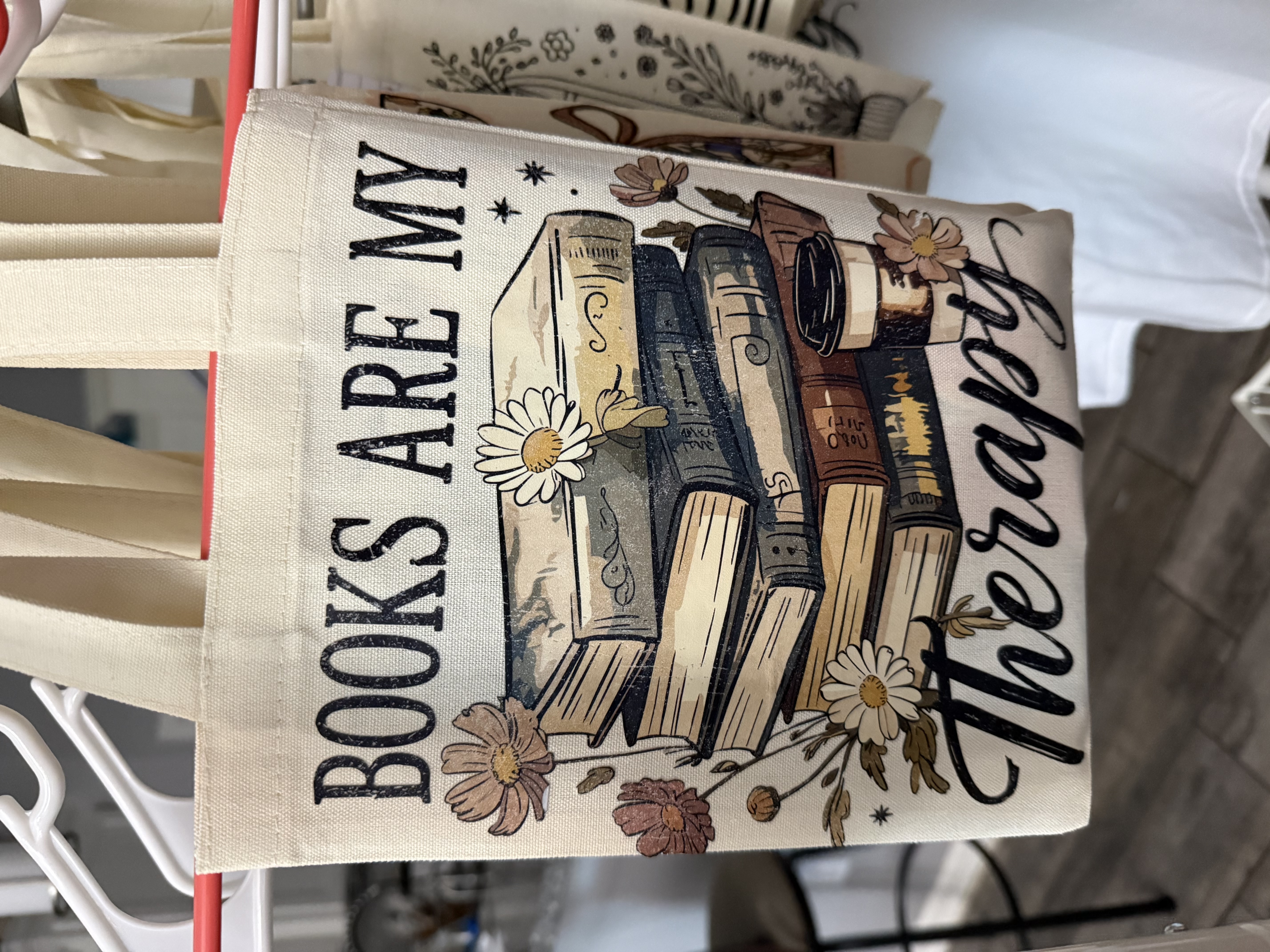 Books Are My Therapy tote bag