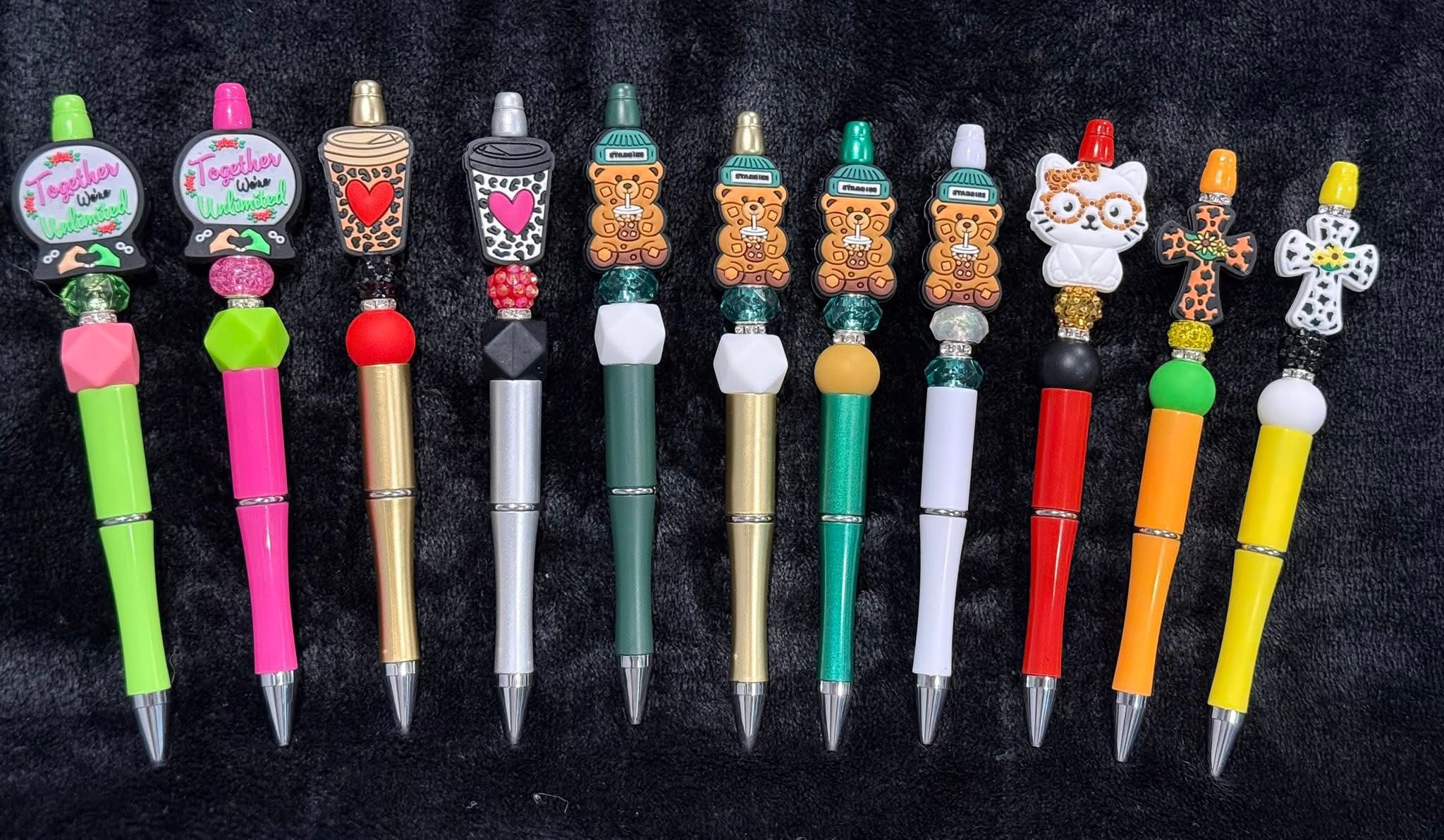 Colorful handcrafted beaded pens