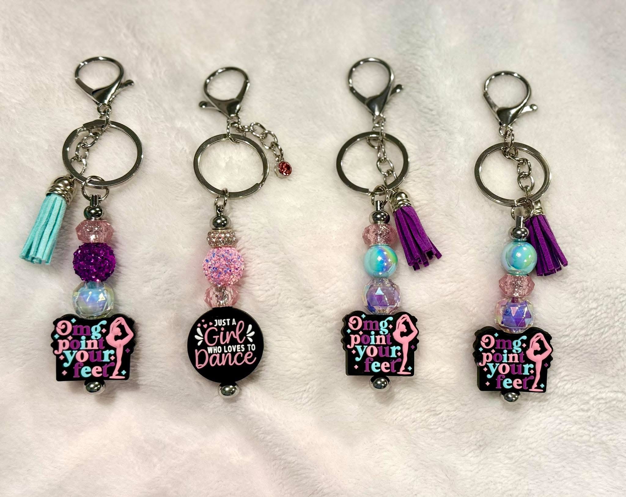 Colorful bookish keychains